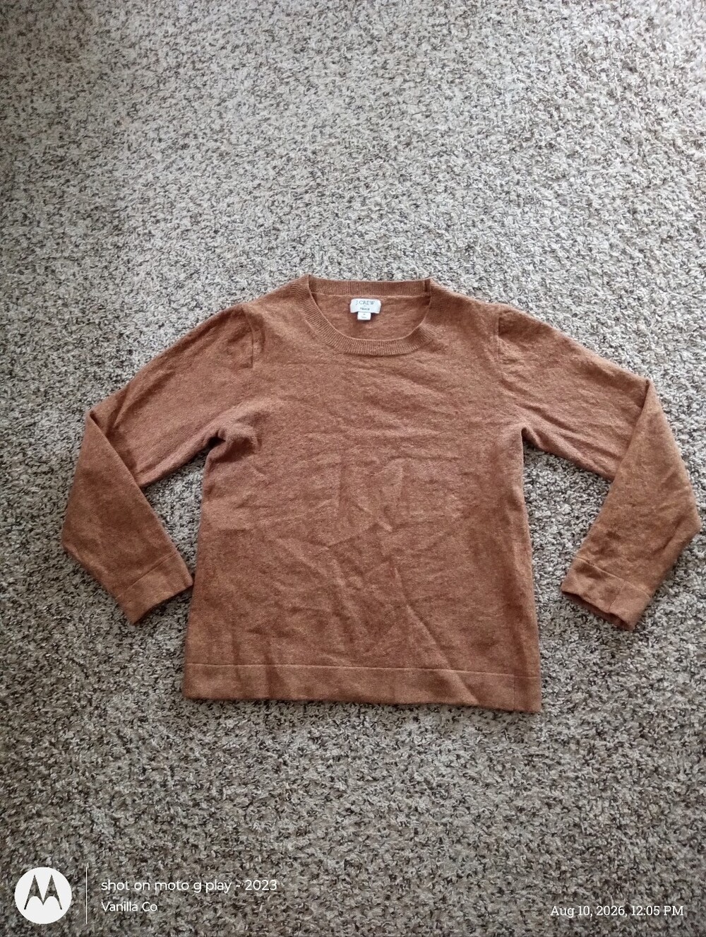 J.Crew Cotton Teddie Sweater Crewneck Hthr Camel Medium - Picture 2 of 8